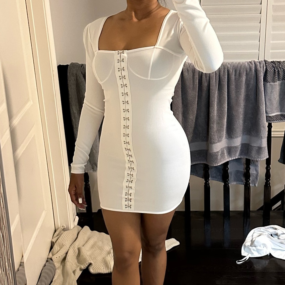 White bodycon mini dress